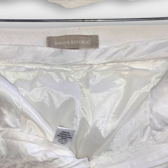 Banana‎ Republic Womens Pants Sz 14 White Linen Lined Wide Leg Dressy Classicore - Picture 7 of 13